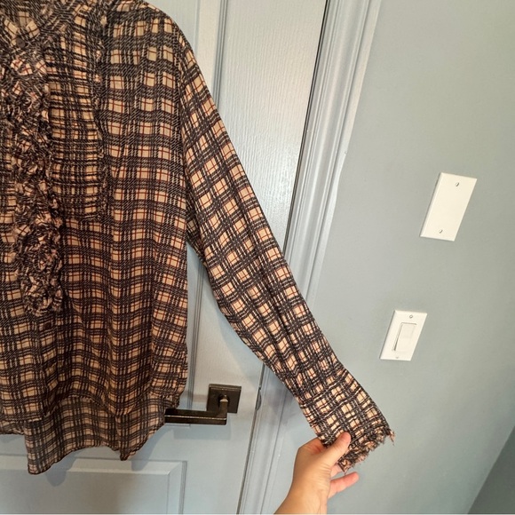 Free People FP One Plaid  Miles Tuxedo Shirt Tunic Flowy Women's Size Small READ - Picture 9 of 16